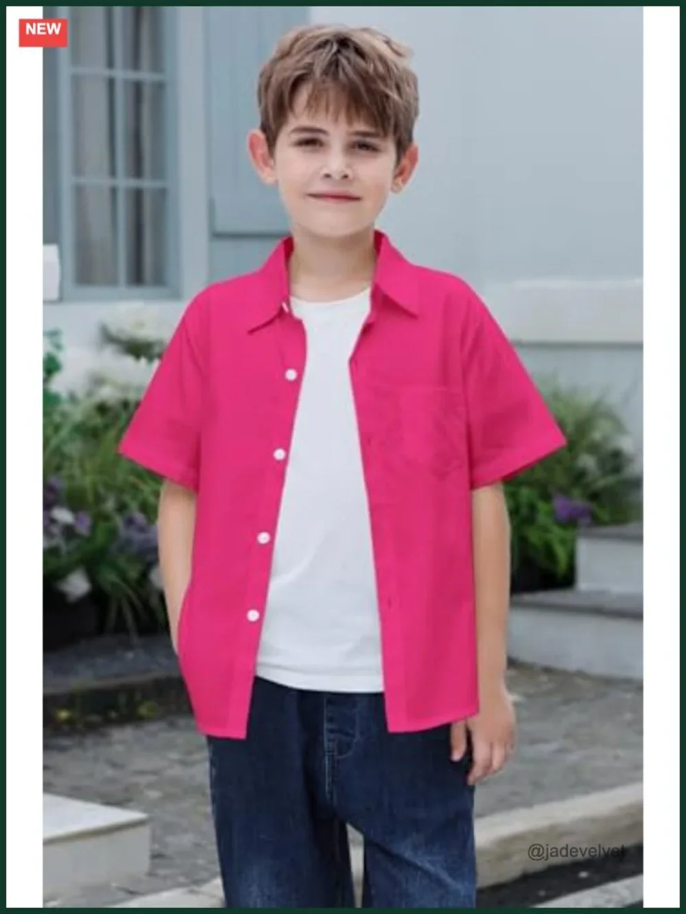 100% Cotton Short Sleeve Dress Shirt Boys School Uniform Button Down